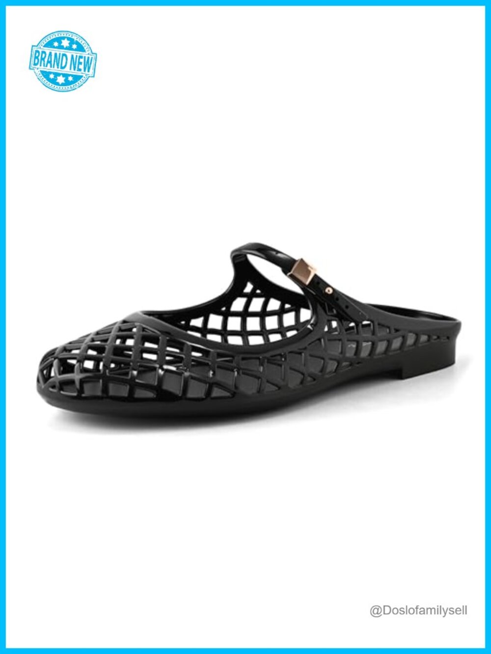 Women's Jelly Mesh Slip On Flats Adjustable Buckle Strap Sandals